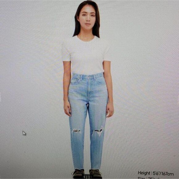 Uniqlo Ankle Distressed Blue Jeans Women's 24" High Waisted - Picture 10 of 11